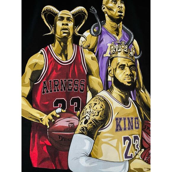 Pro Team Super Heavy Weight T-Shirt Large Black Jordan Kobe Graphics Lebron NEW - Picture 1 of 5